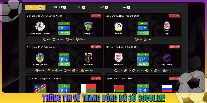 Thông tin về trang bóng đá số Socolive